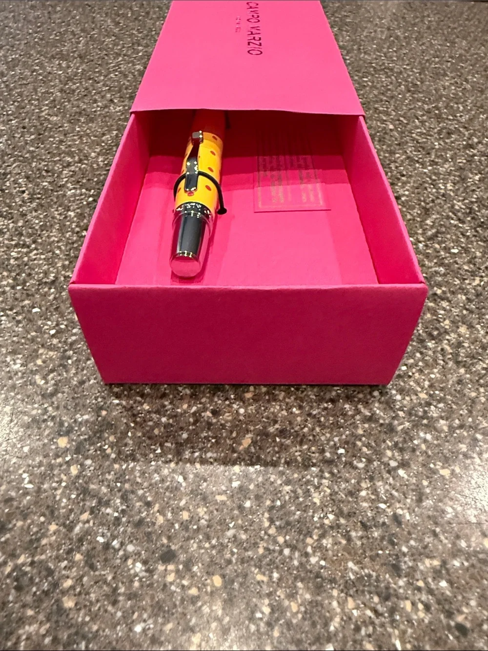 Campo Marzio Mipo Yellow Polka Dot Ballpoint Pen with Pink Gift Box
